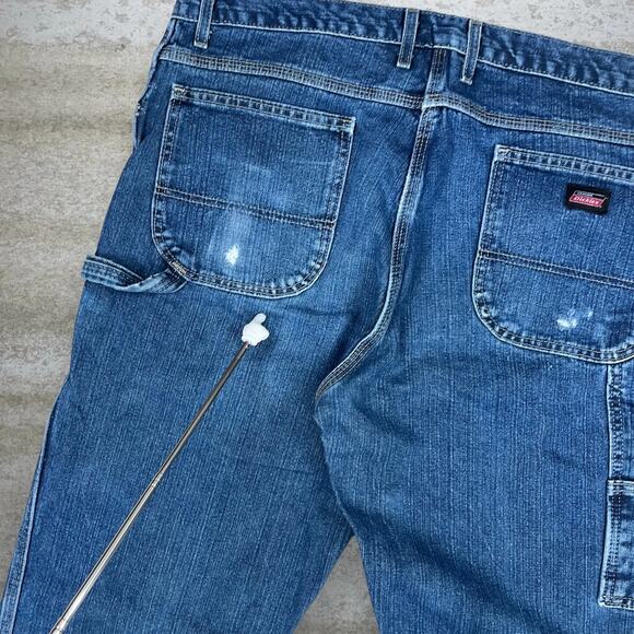 Vintage Dickies Carpenter Jeans Dark Wash Work Wear Denim Red Label Baggy 90s - Picture 5 of 5